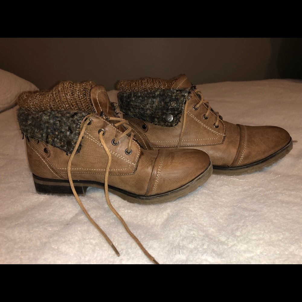Brown Reverse Built in boot sock heeled booties